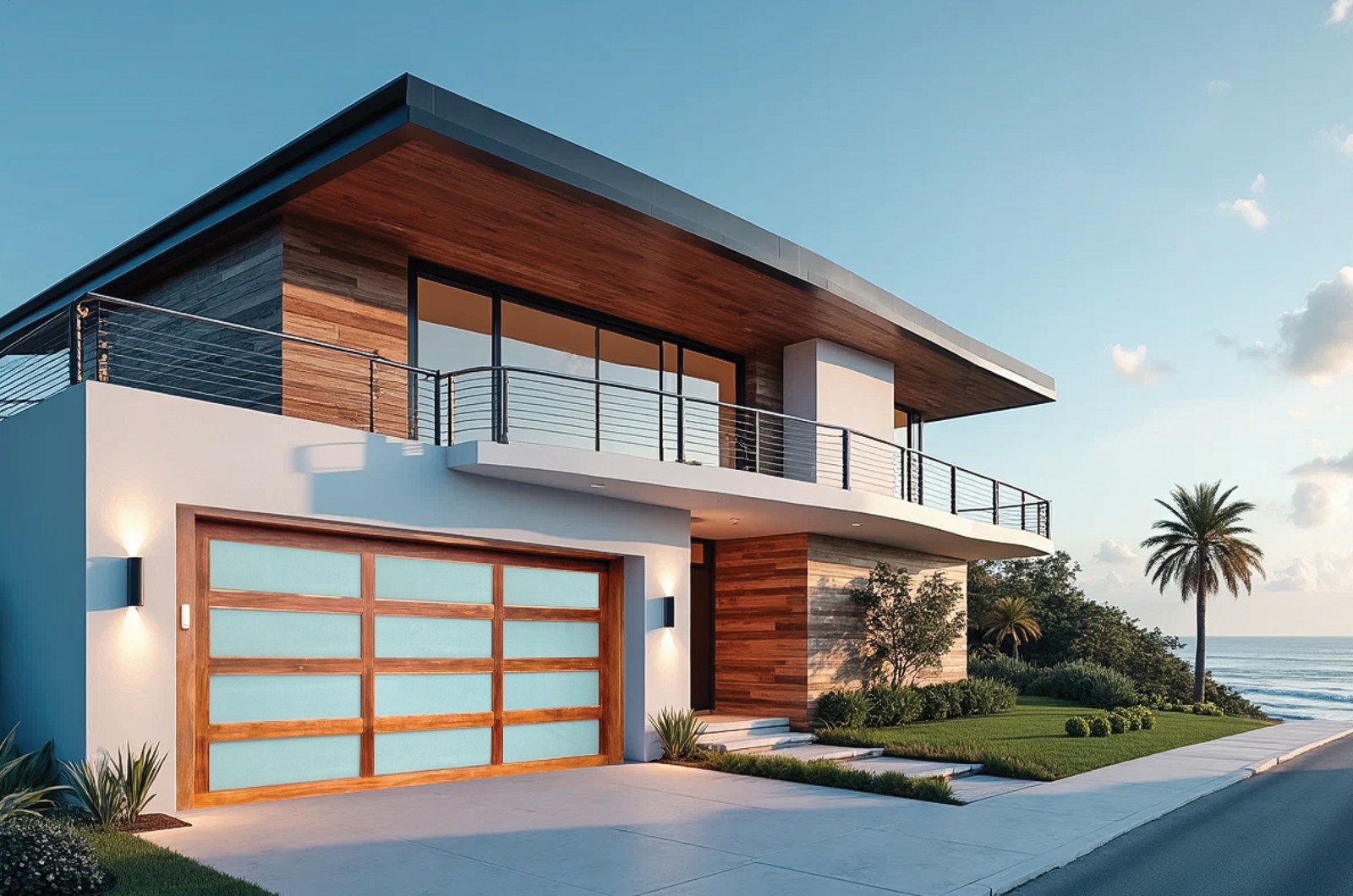 Contemporary flush panel garage door, Malibu Colony